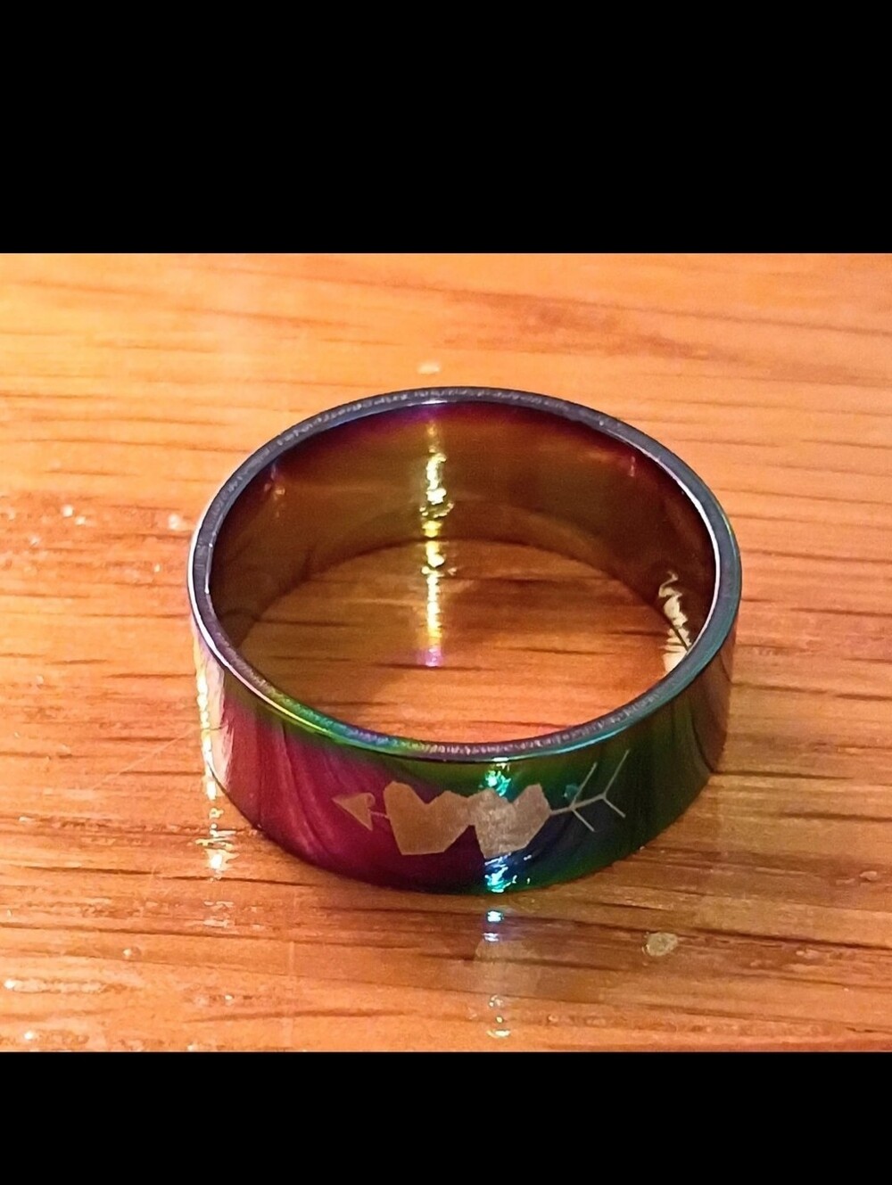 Iridescent Rainbow Stainless Steel Ring 7.5